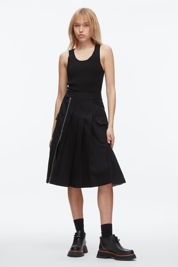 phillip lim Pleated Zip Utility Skirt BLACK MULTI