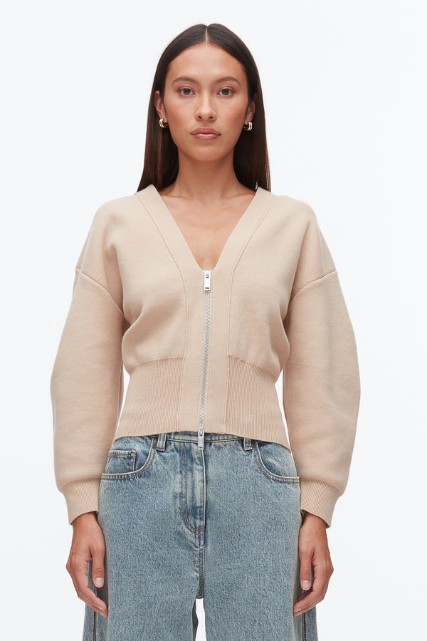 Phillip Lim Round Sleeve Zip Cardigan BEIGE
