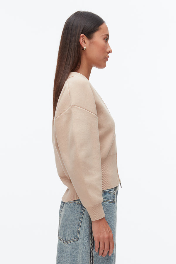 Phillip Lim Round Sleeve Zip Cardigan BEIGE