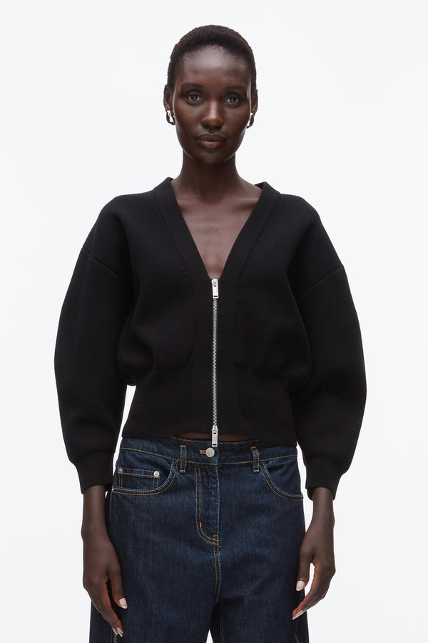 Phillip Lim Round Sleeve Zip Cardigan BLACK