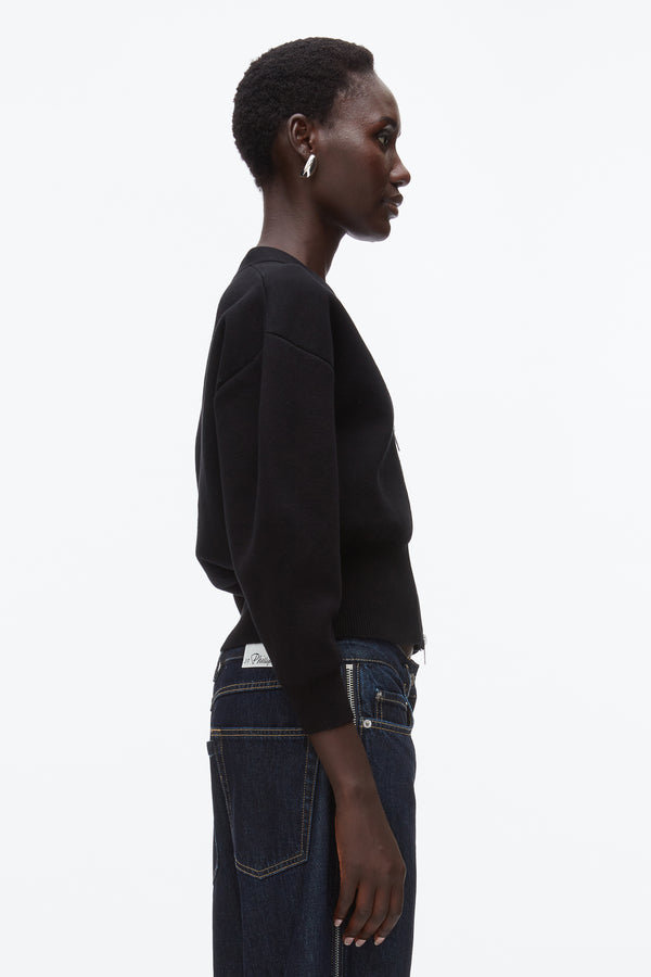 Phillip Lim Round Sleeve Zip Cardigan BLACK