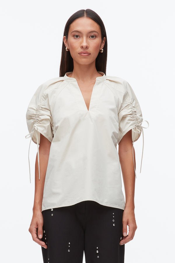 Phillip Lim Ruched Sleeve V-Neck Top MIDNIGHT