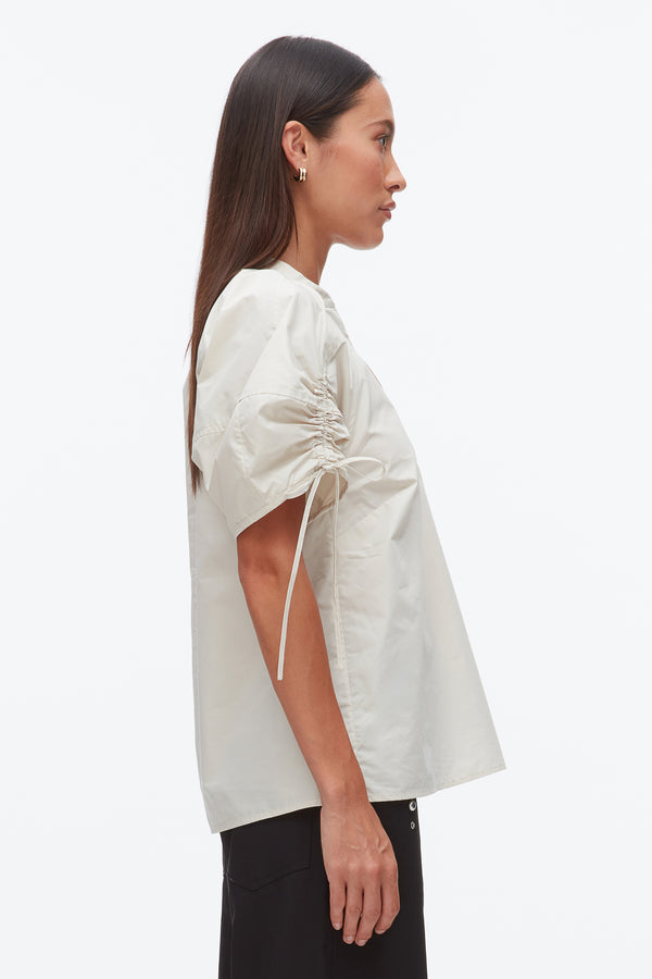 Phillip Lim Ruched Sleeve V-Neck Top MIDNIGHT