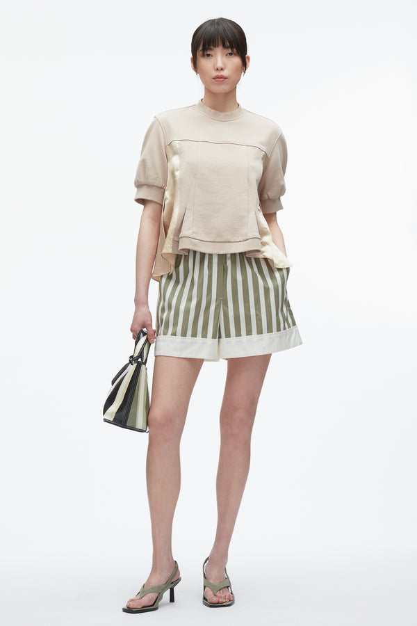 phillip lim Satin Flounce Combo Terry Top CONCRETE