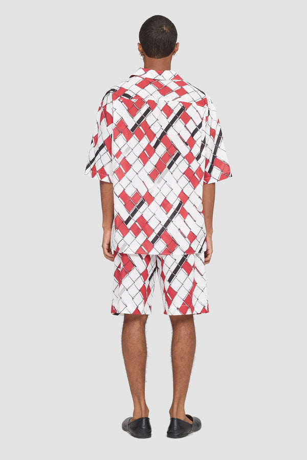 Phillip Lim Short Sleeve Shirt RED-WHT MULTI