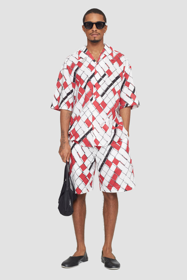 phillip lim Short Sleeve Shirt RED-WHT MULTI