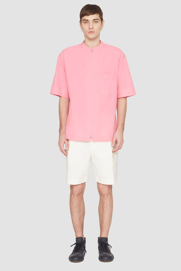 Phillip Lim Short Sleeve Zip-Front Shirt PINK/RED