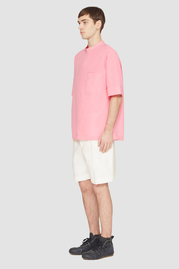 Phillip Lim Short Sleeve Zip-Front Shirt PINK/RED