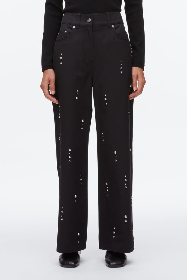 Phillip Lim Stud Embellished Wide Leg Pant BLACK