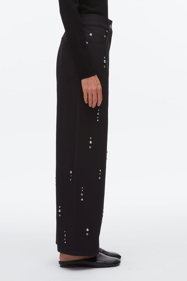 Phillip Lim Stud Embellished Wide Leg Pant BLACK