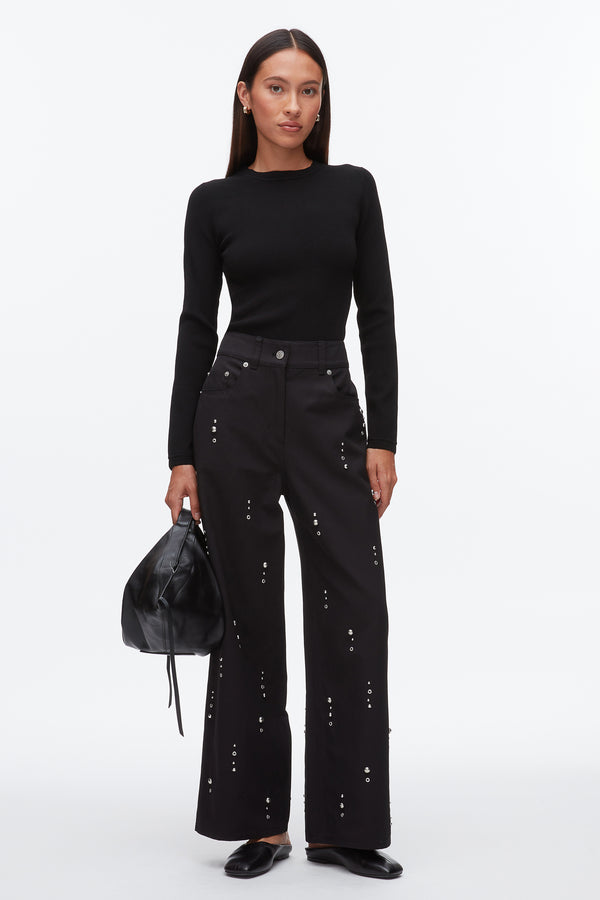 phillip lim Stud Embellished Wide Leg Pant BLACK