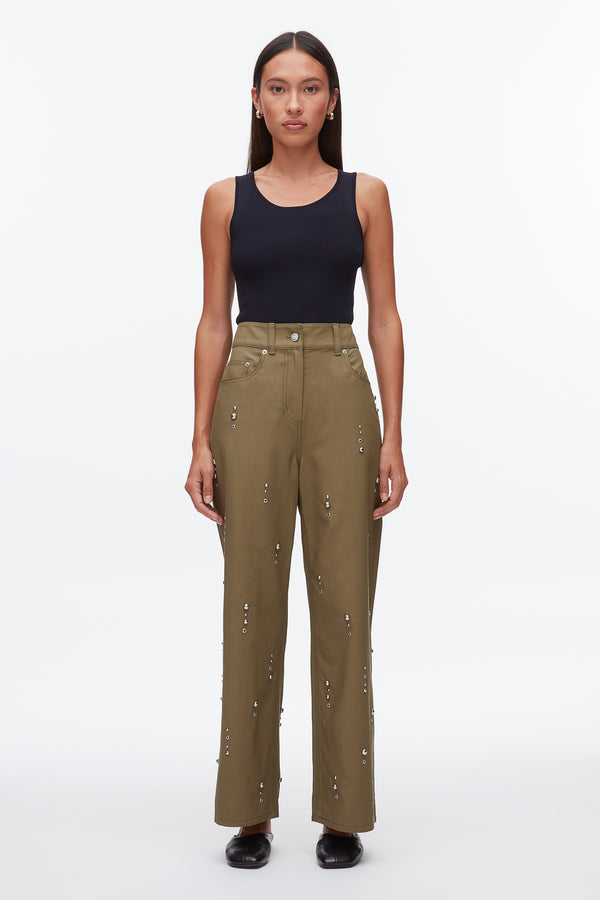 Phillip Lim Stud Embellished Wide Leg Pant CAPER