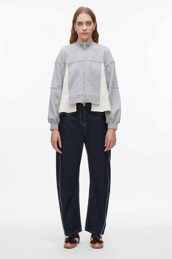 Phillip Lim Terry Hybrid Zip Up GREY MELANGE-STONE