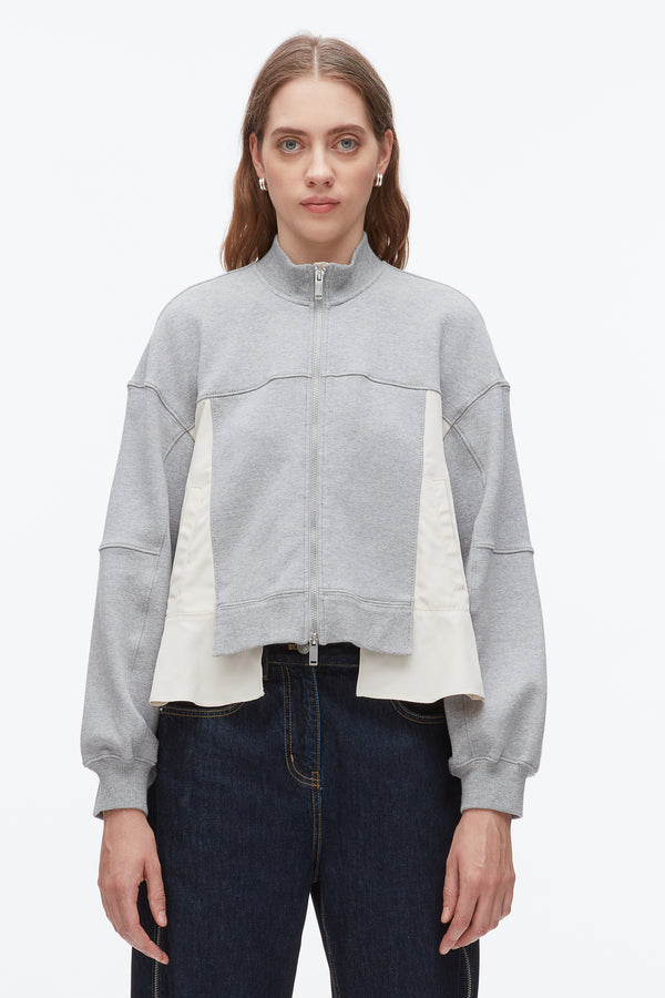 Phillip Lim Terry Hybrid Zip Up GREY MELANGE-STONE