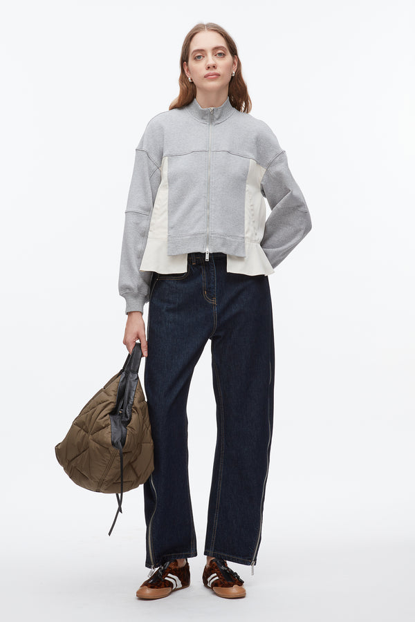 phillip lim Terry Hybrid Zip Up GREY MELANGE-STONE