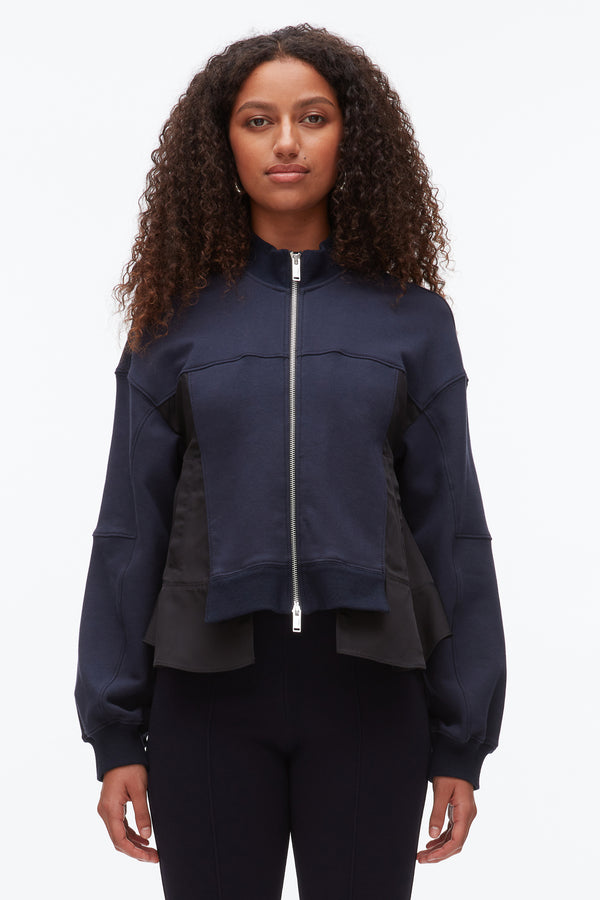 Phillip Lim Terry Hybrid Zip Up MIDNIGHT-BLACK