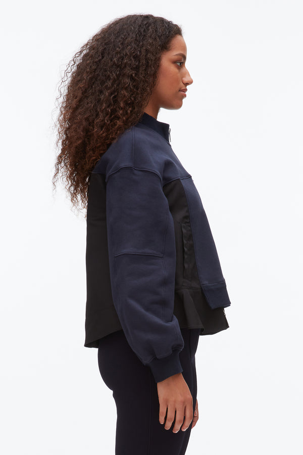 Phillip Lim Terry Hybrid Zip Up MIDNIGHT-BLACK