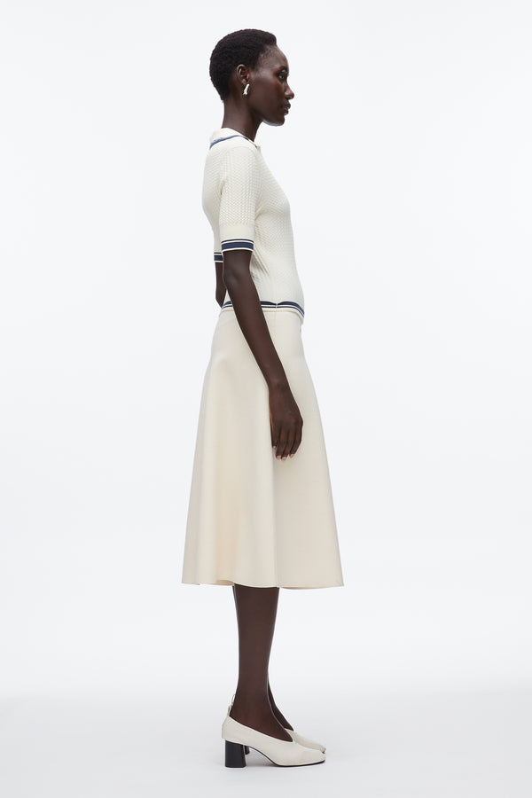 Phillip Lim Textured Rib Polo Midi Dress ECRU-NAVY