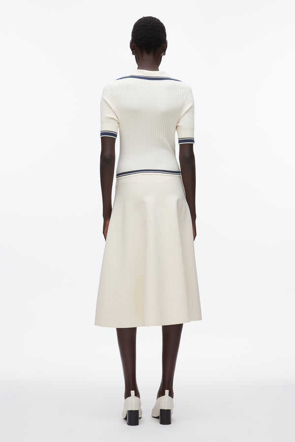 Phillip Lim Textured Rib Polo Midi Dress ECRU-NAVY