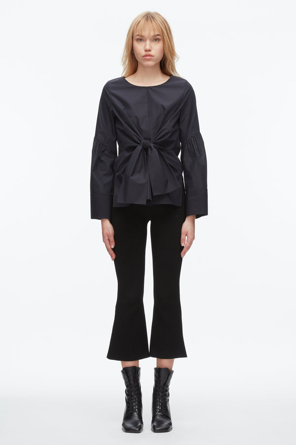 Phillip Lim Tie Front Poplin Shirt MIDNIGHT