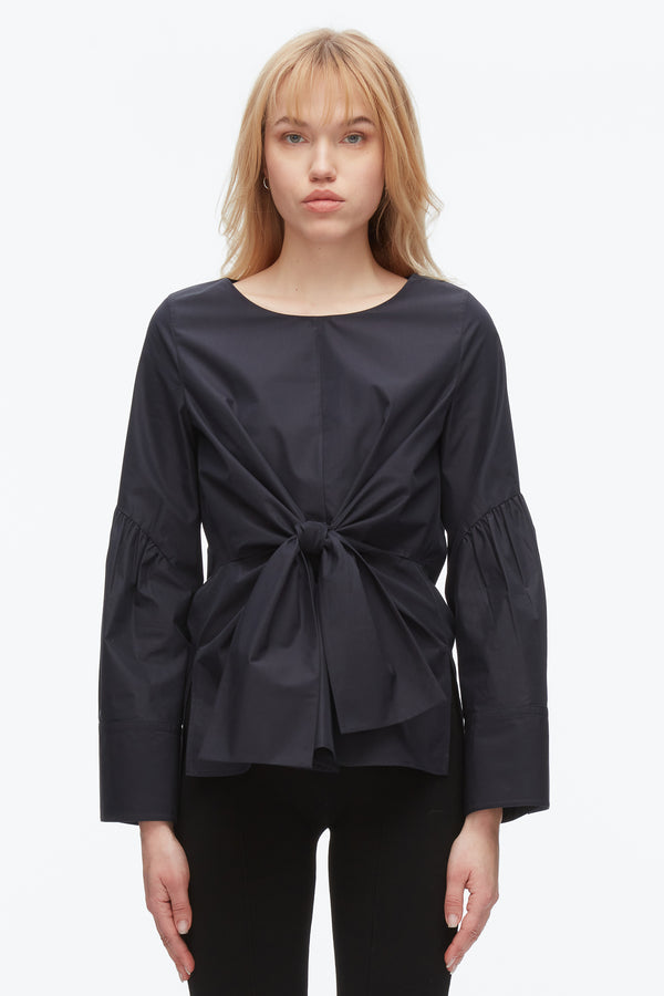Phillip Lim Tie Front Poplin Shirt MIDNIGHT