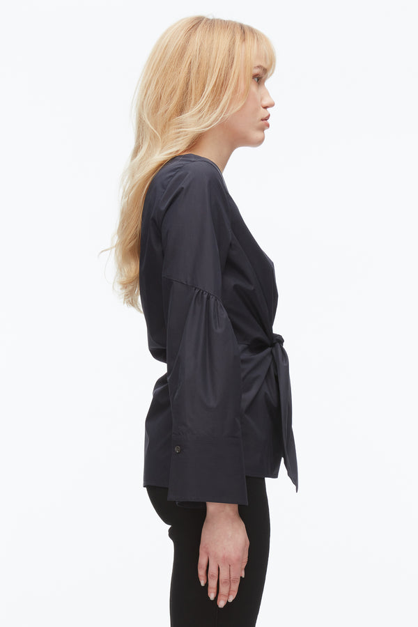 Phillip Lim Tie Front Poplin Shirt MIDNIGHT