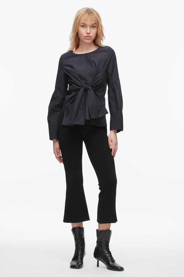 phillip lim Tie Front Poplin Shirt MIDNIGHT