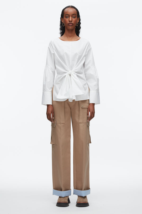 Phillip Lim Tie Front Poplin Shirt WHITE