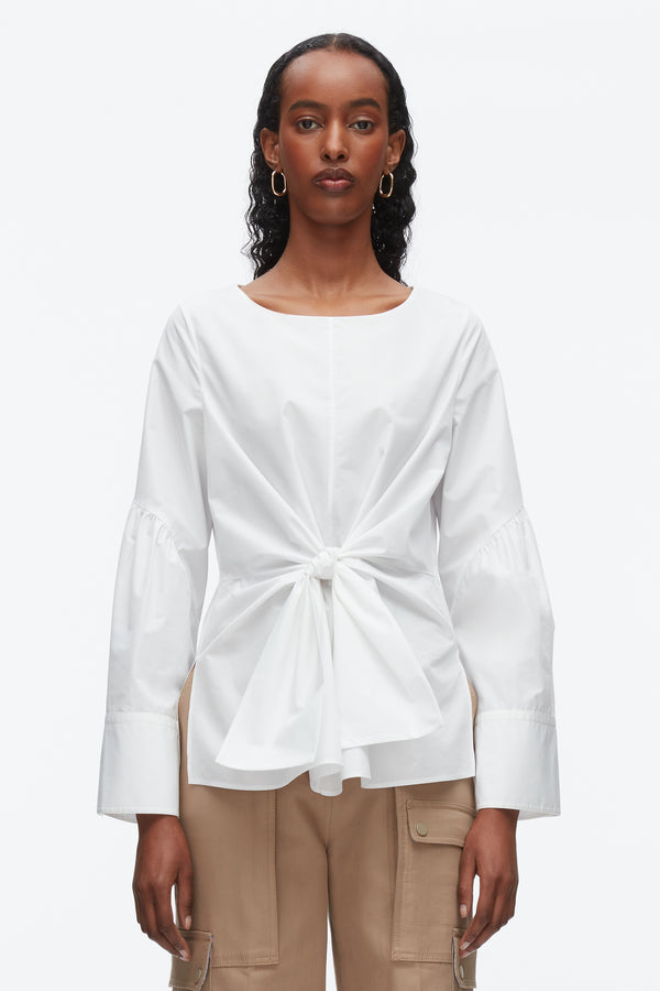 Phillip Lim Tie Front Poplin Shirt WHITE