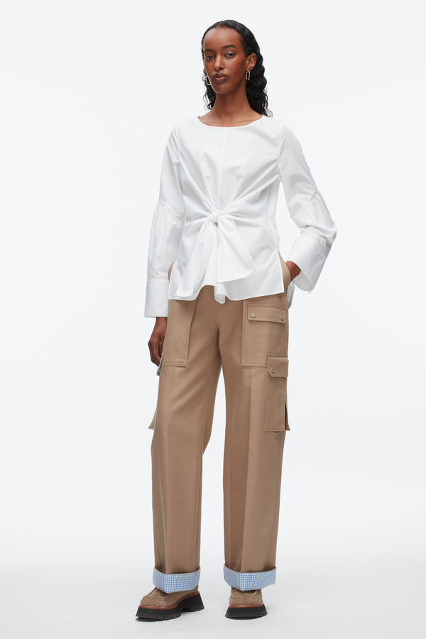 phillip lim Tie Front Poplin Shirt WHITE