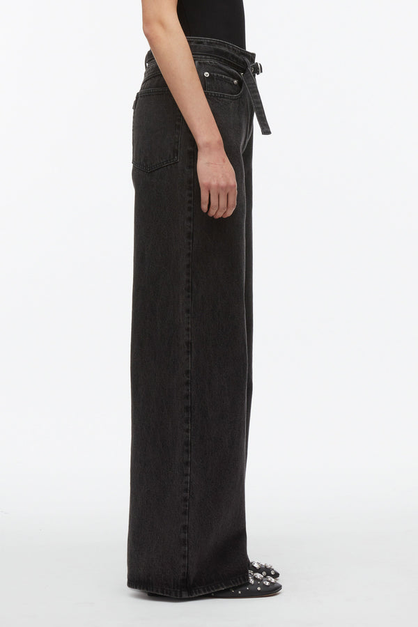 Phillip Lim Wide Leg Belted Jeans WASHED BLK