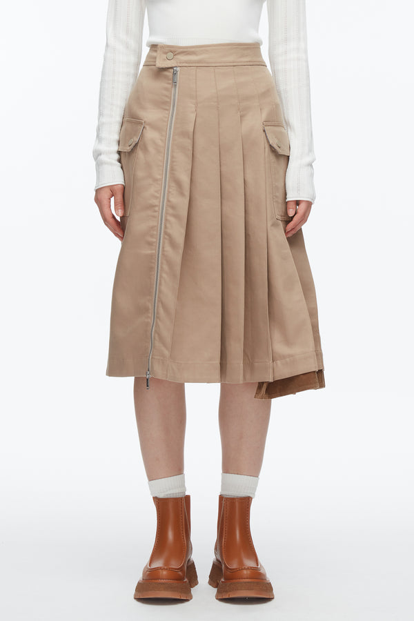 Phillip Lim Pleated Zip Utility Skirt PRALINE MULTI