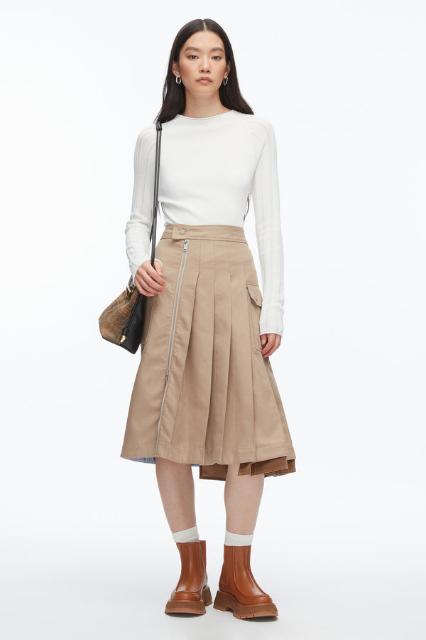 phillip lim Pleated Zip Utility Skirt PRALINE MULTI