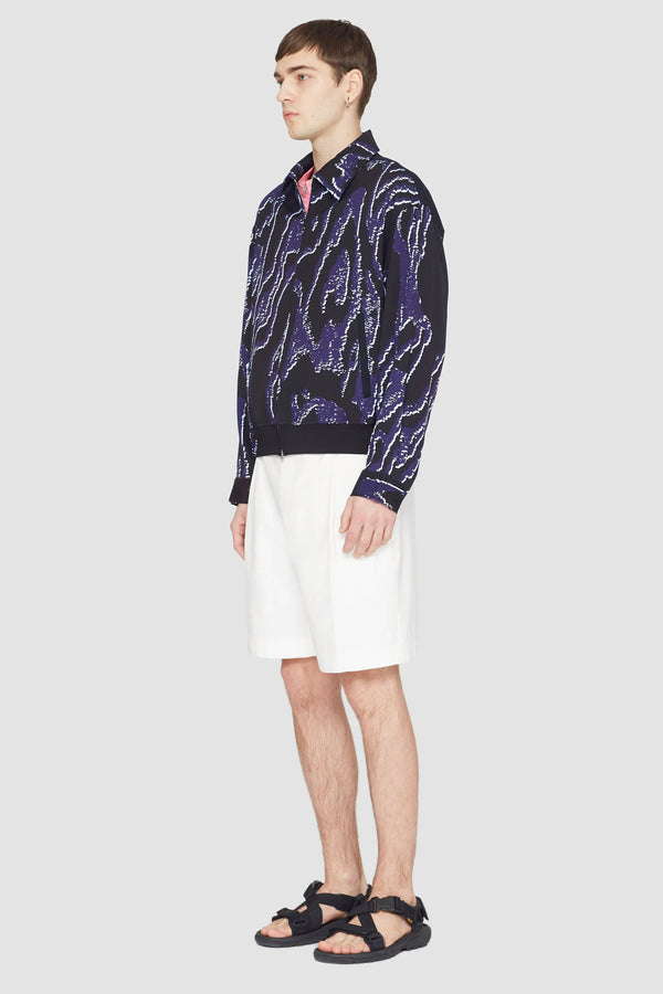 Phillip Lim Printed Zip-Front Bowler Jacket MIDNIGHT-WHITE