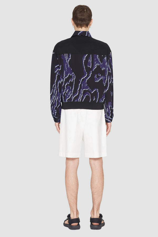 Phillip Lim Printed Zip-Front Bowler Jacket MIDNIGHT-WHITE