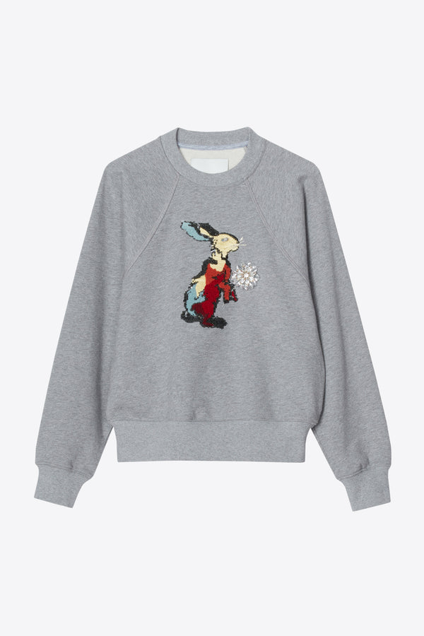 phillip lim Rabbit Embroidery Sweatshirt GREY MELANGE MULTI