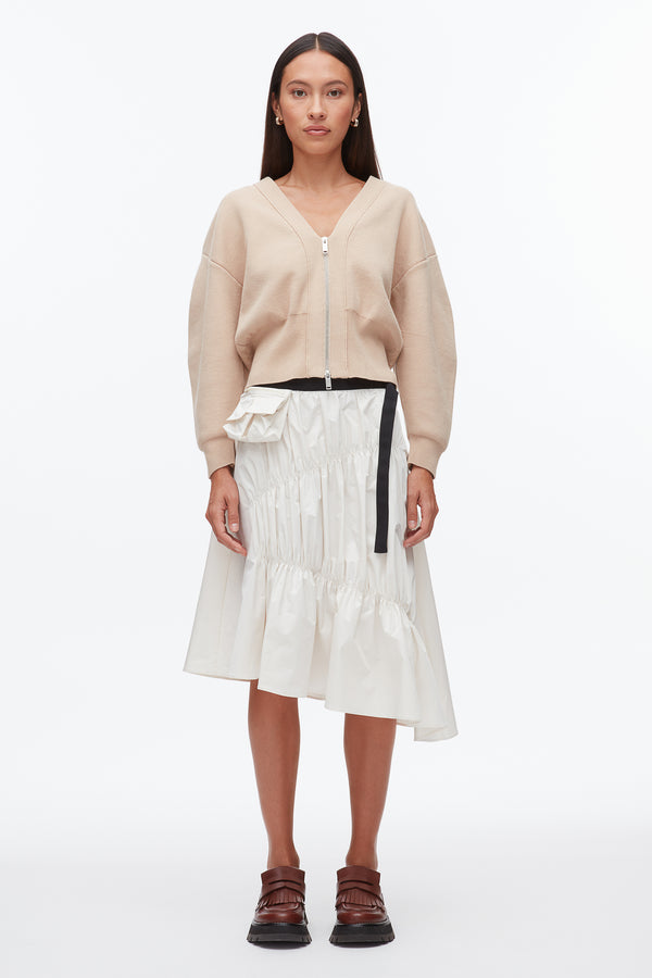 Phillip Lim Ripstop Asymmetric Skirt With Ruching IVORY