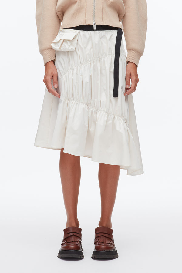 Phillip Lim Ripstop Asymmetric Skirt With Ruching IVORY