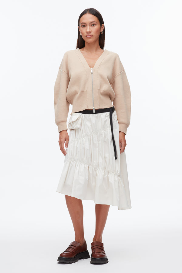 phillip lim Ripstop Asymmetric Skirt with Ruching IVORY
