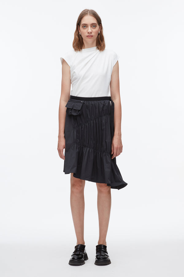 Phillip Lim Ripstop Asymmetric Skirt With Ruching MIDNIGHT