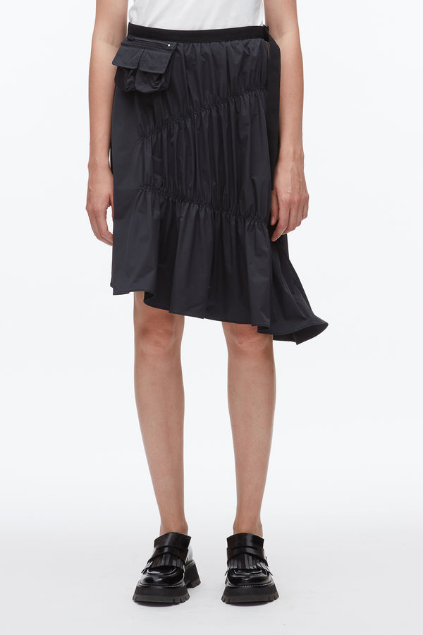 Phillip Lim Ripstop Asymmetric Skirt With Ruching MIDNIGHT