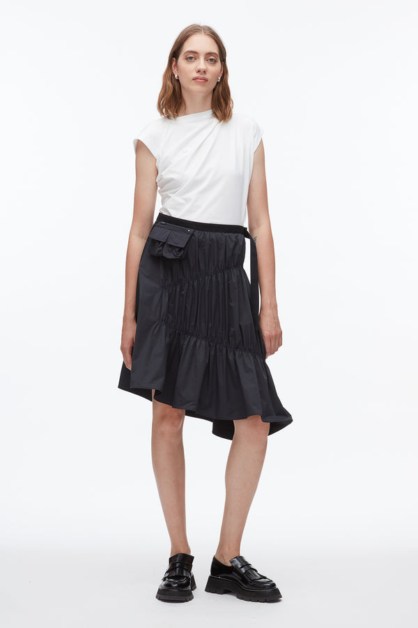 phillip lim Ripstop Asymmetric Skirt with Ruching MIDNIGHT