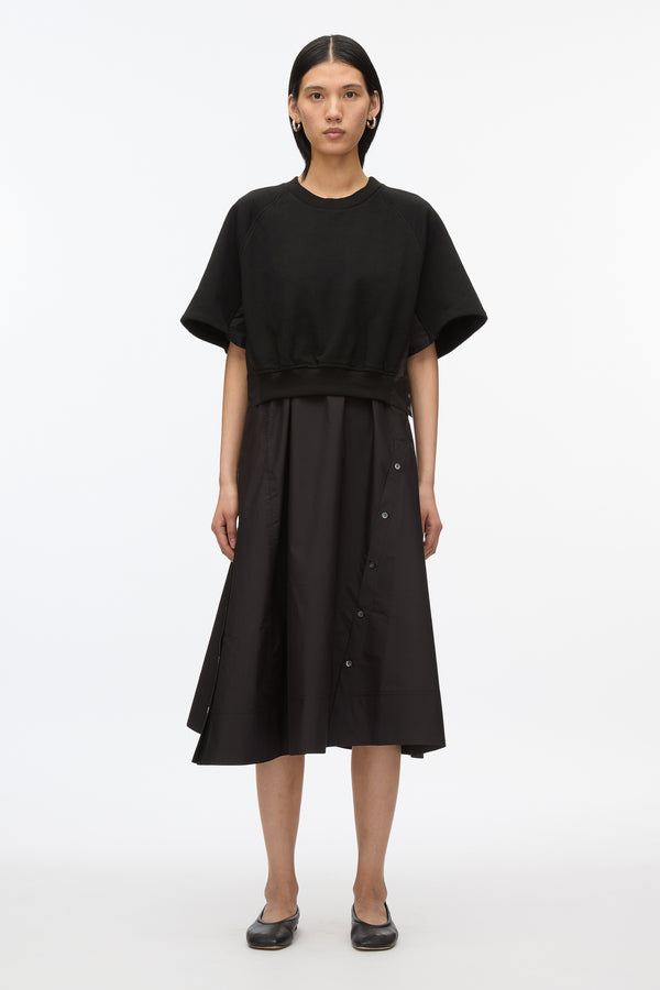 Phillip Lim Short Sleeve French Terry Combo Dress BLACK