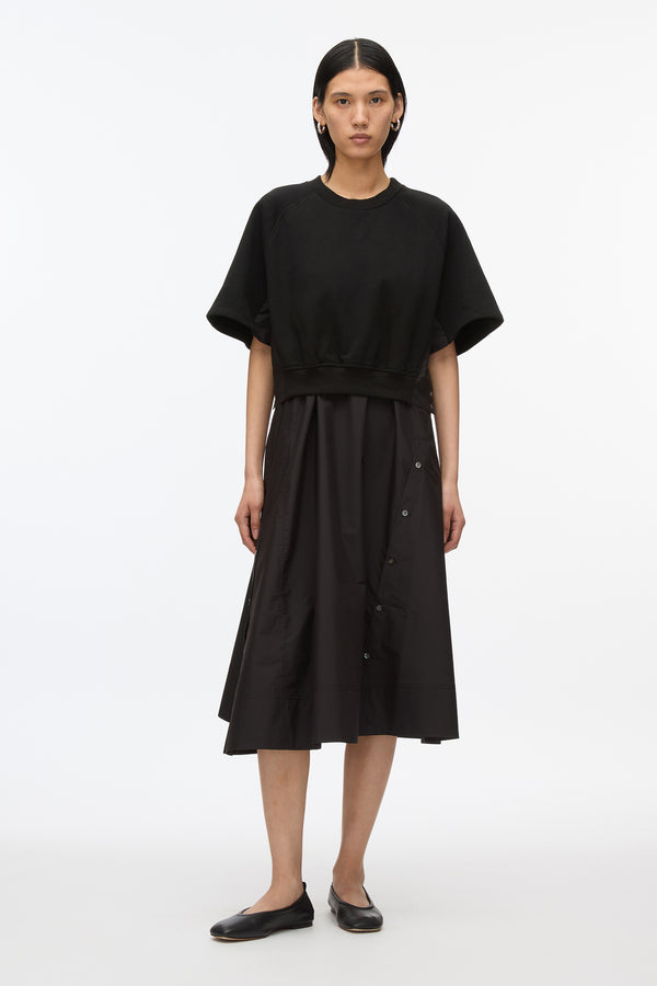 phillip lim Short Sleeve French Terry Combo Dress BLACK
