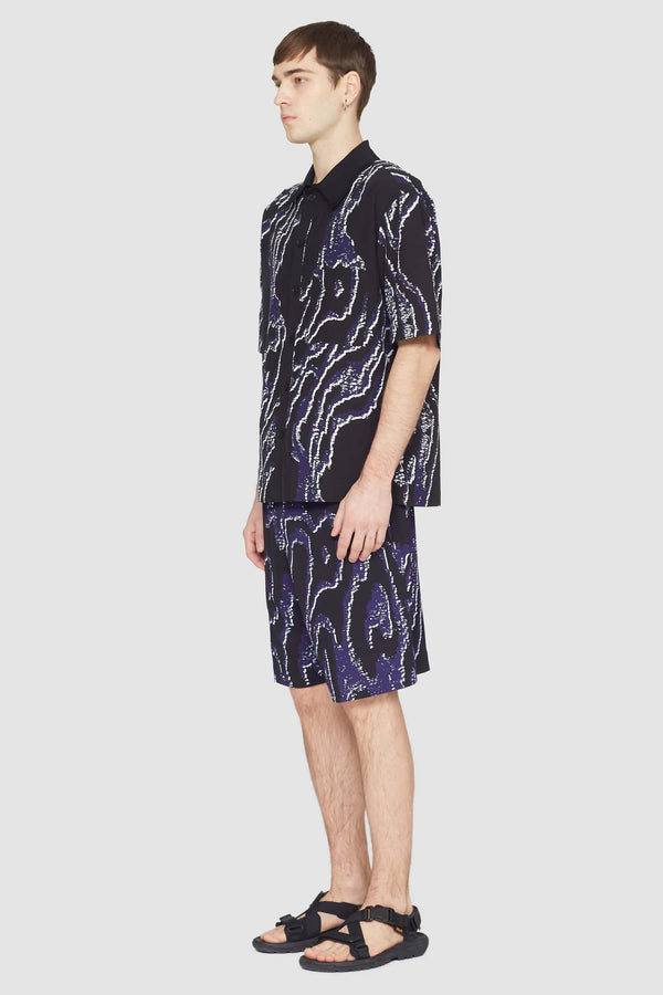 Phillip Lim Short Sleeve Printed Bowling Shirt MIDNIGHT-WHITE