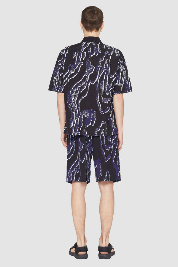 Phillip Lim Short Sleeve Printed Bowling Shirt MIDNIGHT-WHITE