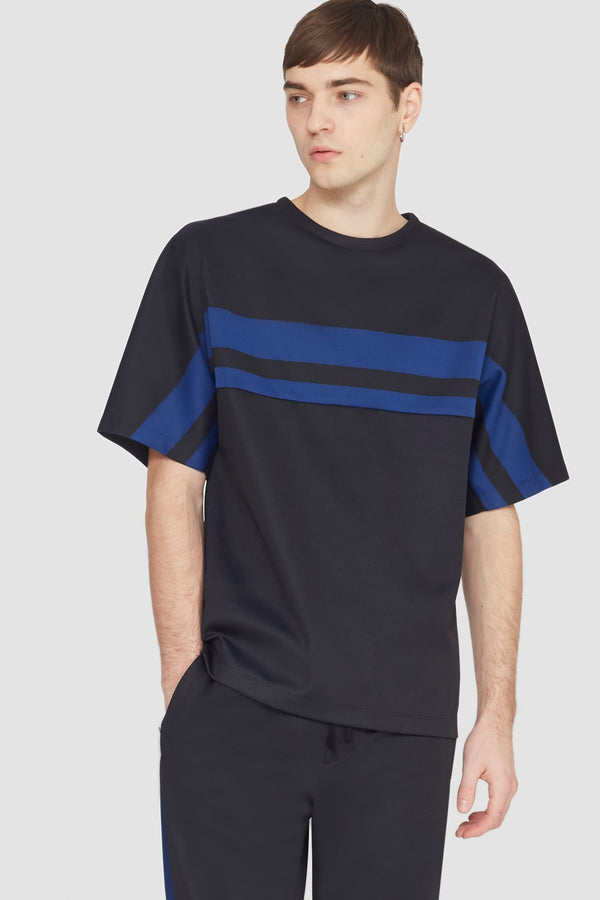 Phillip Lim Short Sleeve Stripe Ponte T-Shirt BLK MULTI