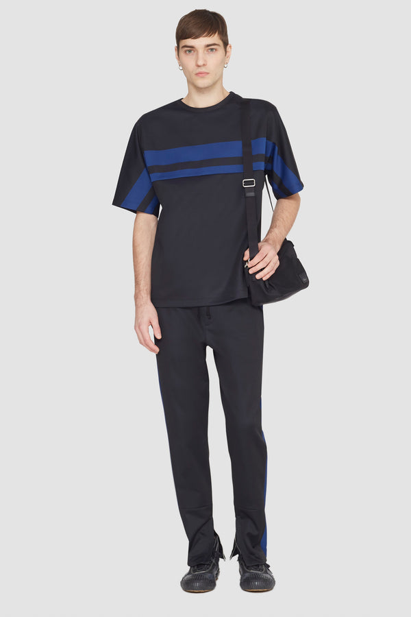 phillip lim Short Sleeve Stripe Ponte T-Shirt BLK MULTI