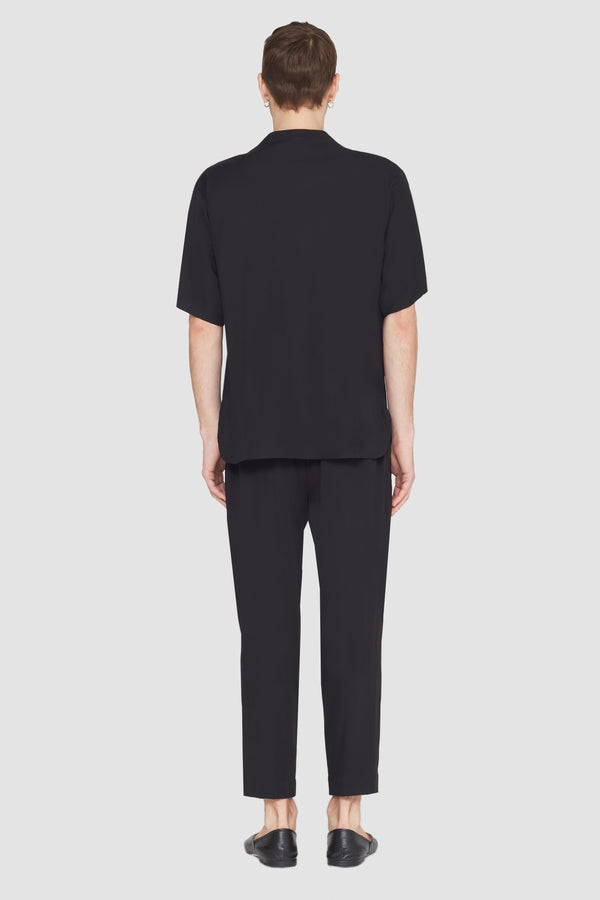 Phillip Lim Short Sleeve Zip-Front Baseball Shirt BLACK