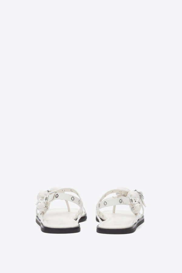 Phillip Lim Strappy Eyelet Sandal With Rosettes ANT. WHITE